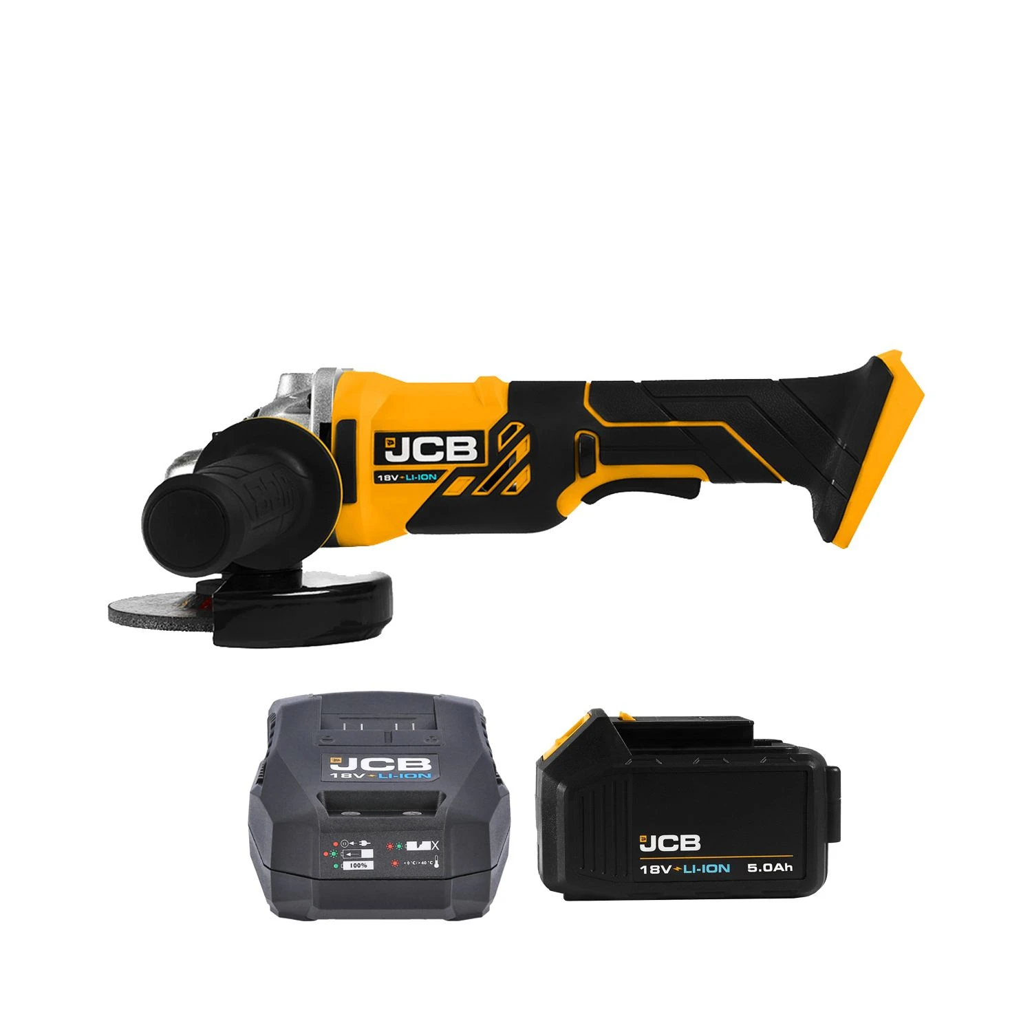 JCB 21-18AG-B 18V Li-ion 4.5" Cordless Angle Grinder 115mm With 1 X 5.0Ah Battery & Charger