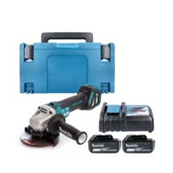 Makita DGA513 18V LXT Brushless 125mm Angle Grinder With 2 X 5.0Ah Batteries, Charger & Case