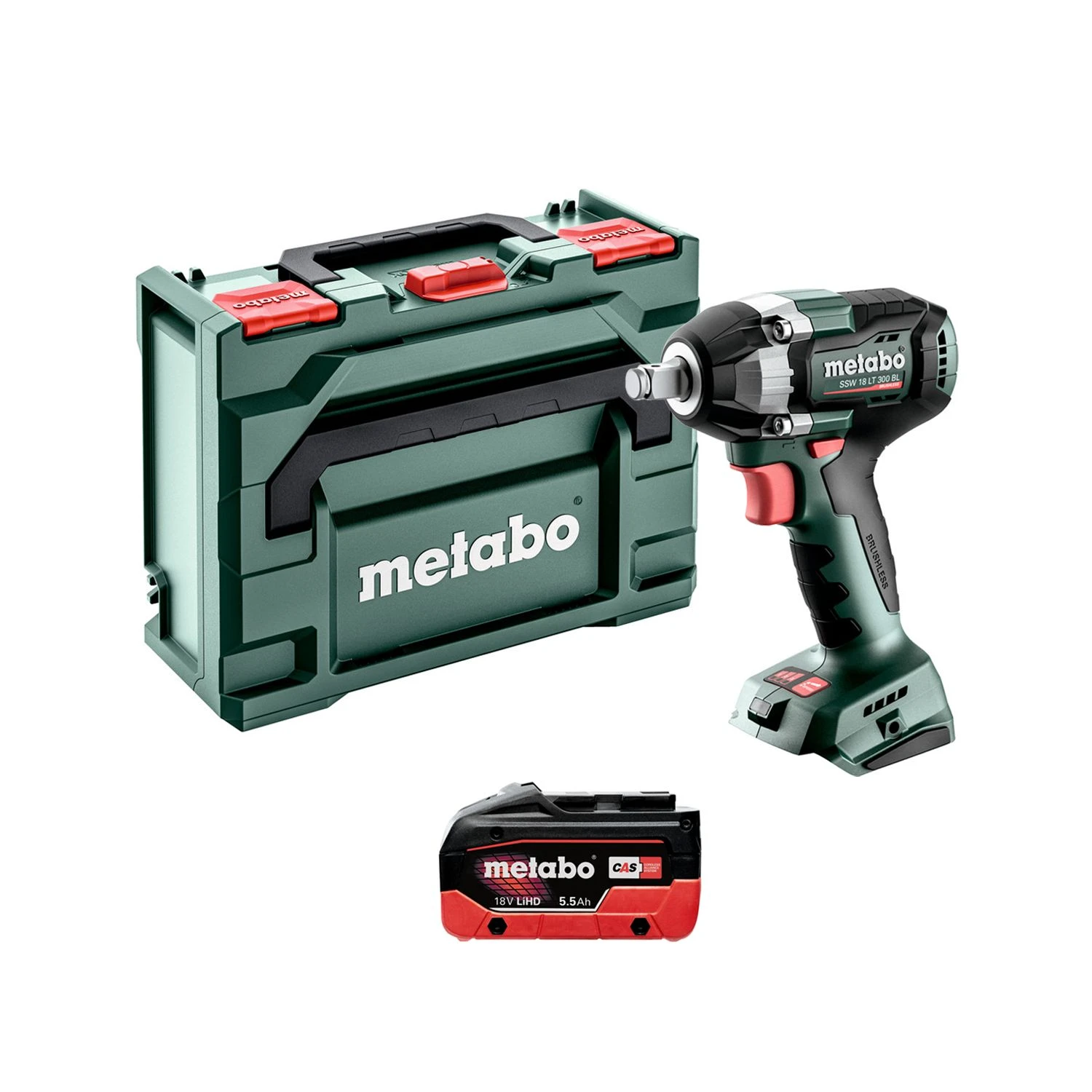 Metabo SSW 18 LT 300 BL 18V Cordless Brushless 1/2" Impact Wrench With 1 X 5.5Ah Battery & MetaBox