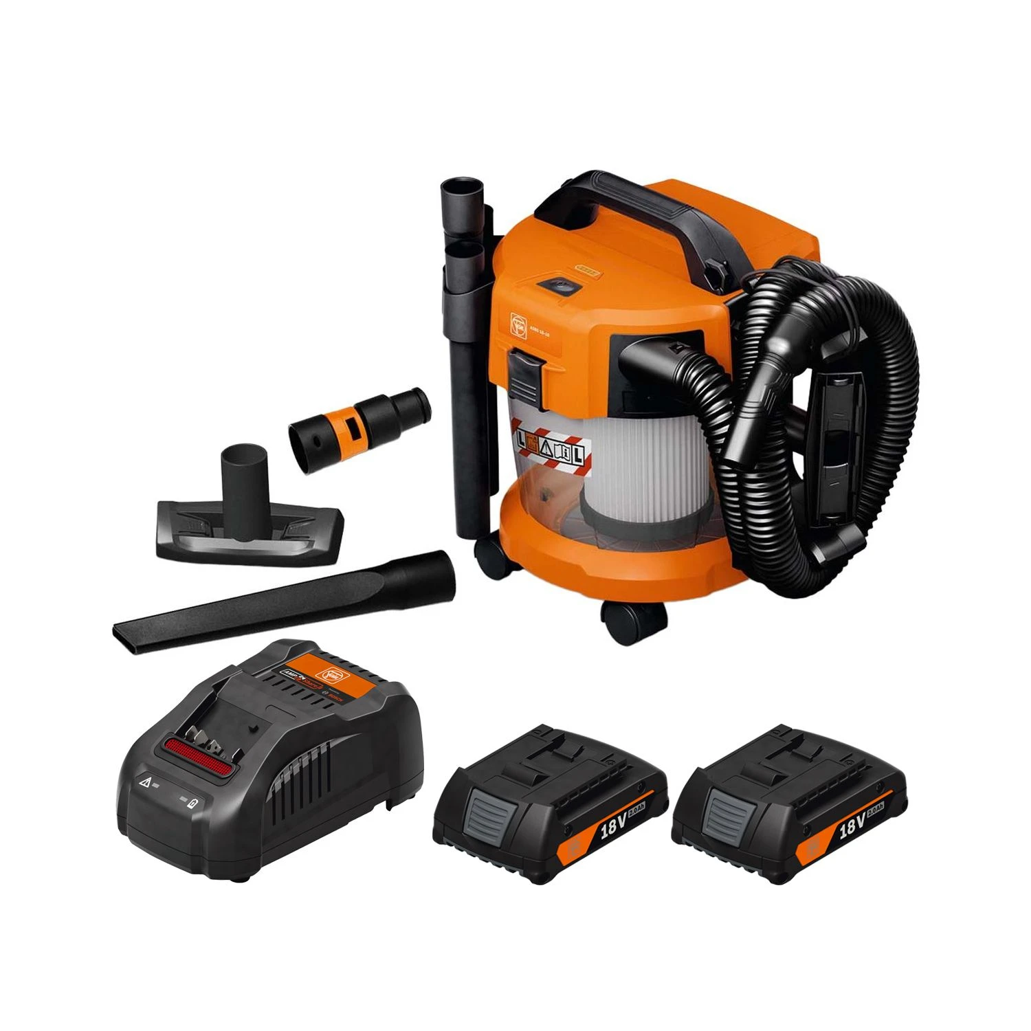 Fein ASBS 18-10 Select AS 18V Cordless L-Class Wet & Dry Vacuum Cleaner With 2 X 2.0Ah Batteries & Charger