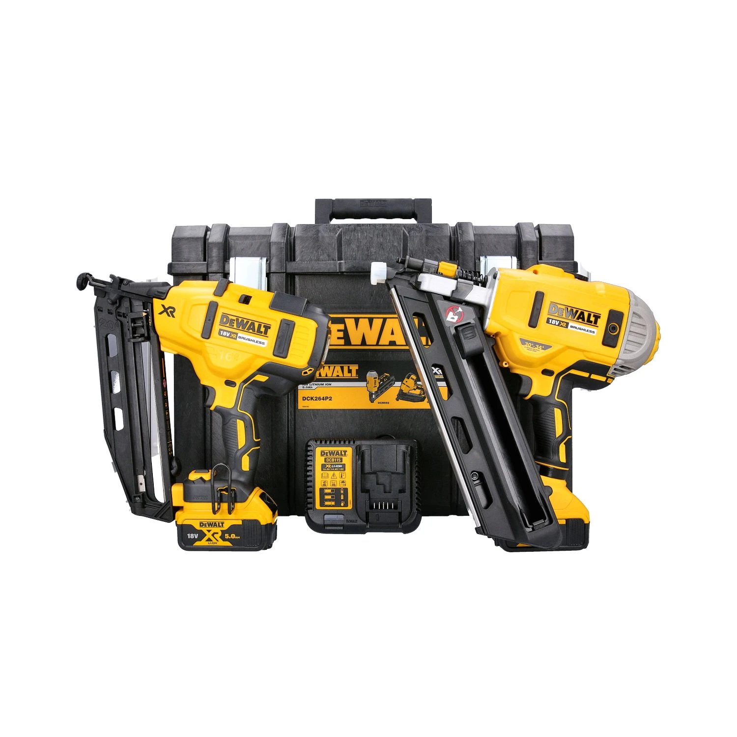 Dewalt DCK264P2 18V XR Li-ion Brushless Nailer Twin Pack With 2 X 5.0Ah Batteries, Charger & Case - Image 12