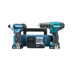 Makita CLX228AJ 12Vmax CXT Cordless Combi Drill & Impact Driver Twin Kit With 2 X 2.0Ah Batteries, Charger & Carry Case