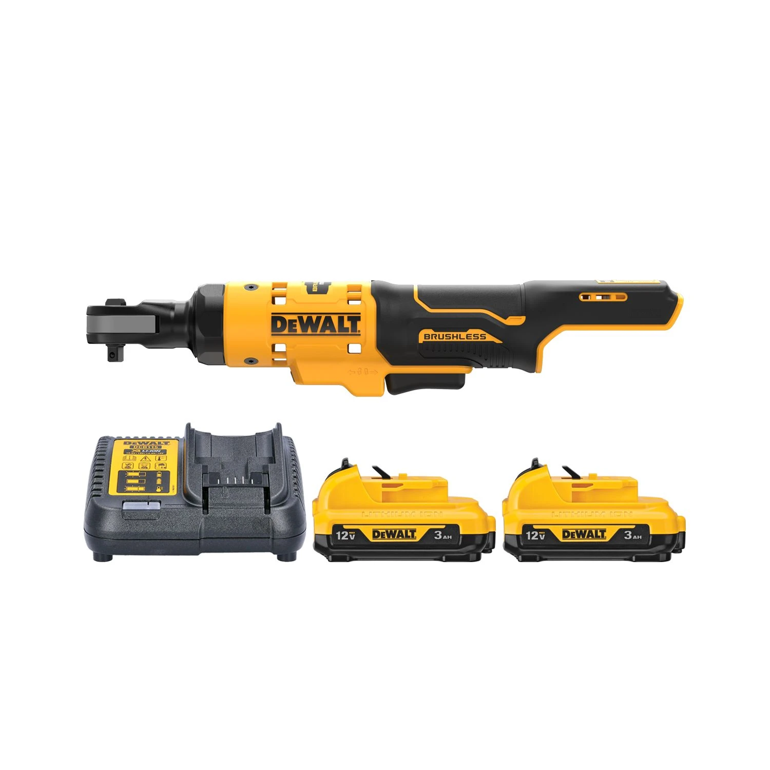 DeWalt DCF503 12V XR Cordless Brushless 3/8" Open Head Ratchet With 2 X 3.0Ah Batteries & Charger