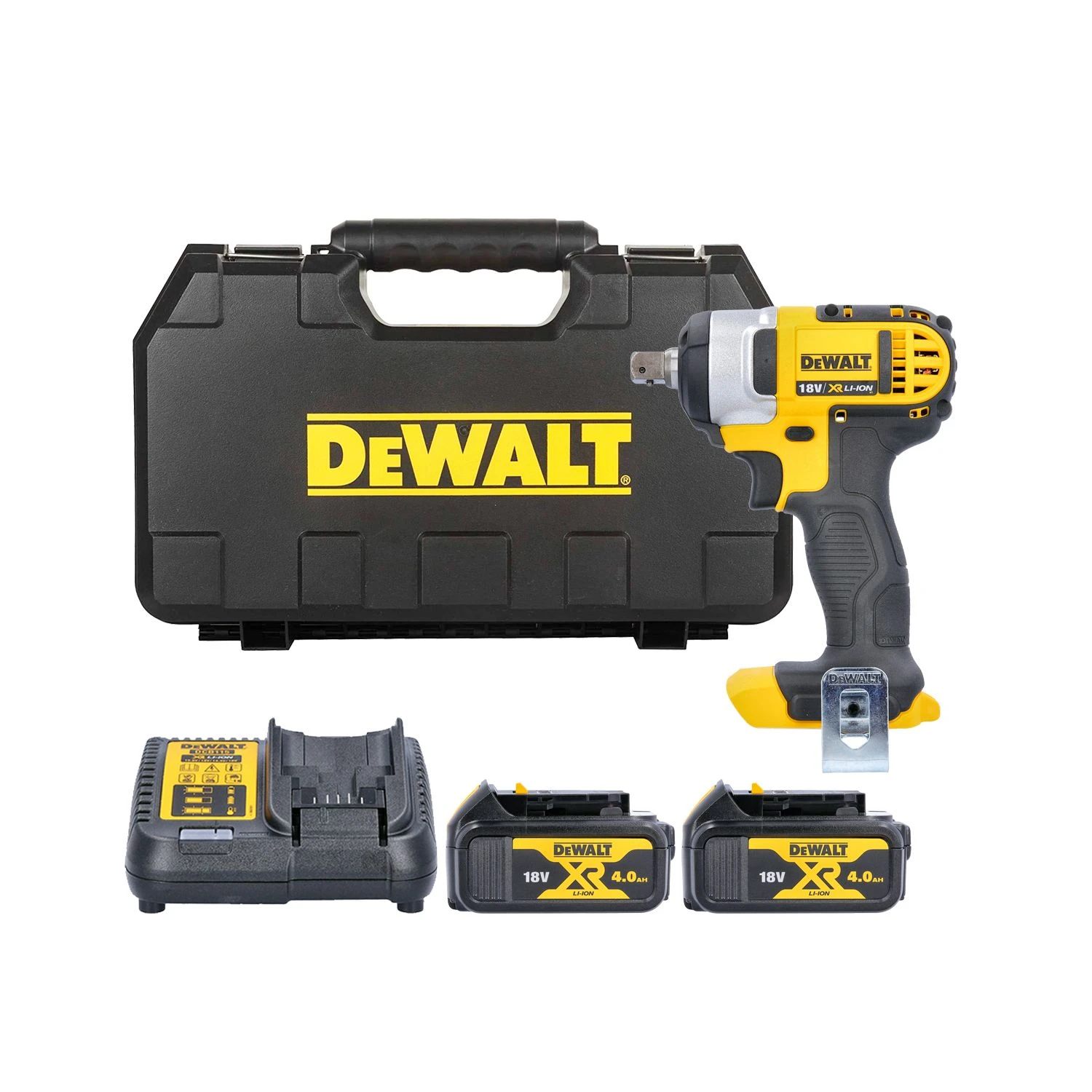 DeWalt DCF880M2 18V XR Cordless 1/2" Compact Impact Wrench 2 X 4.0Ah Batteries, Charger & Carry Case
