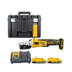 DeWalt DCG405FN 18V XR Brushless 125mm Flathead Angle Grinder With 2 X 2.0Ah Batteries, Charger & Case