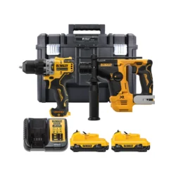 DeWalt DCK2102L2T 12V Cordless Brushless SDS+ Hammer Drill & Combi Drill Twin Pack With 2 X 3.0Ah Batteries, Charger & Case