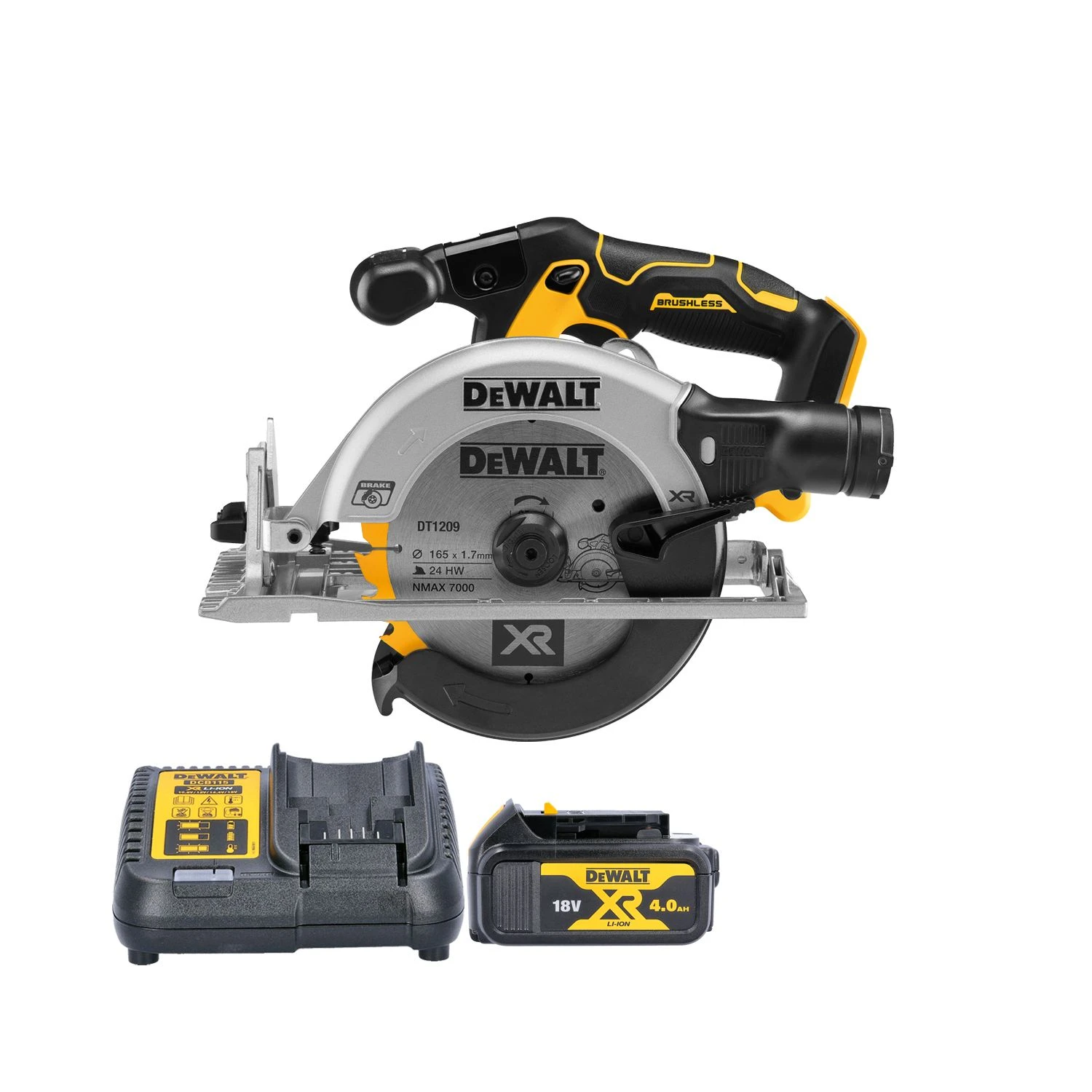 DeWalt DCS565 18V XR Cordless Brushless 165mm Circular Saw With 1 X 4.0Ah Battery & Charger