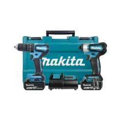 Makita DLX2221ST 18V LXT Cordless Brushless Combi Drill & 1/4" Impact Driver Twin Pack With 2 X 5.0Ah Batteries, Charger & Carry Case
