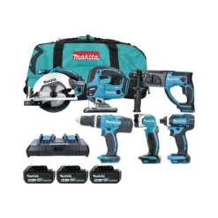 Makita DLX6068PT 18V Cordless 6 Piece Power Tool Kit With 3 X 5.0Ah Batteries, Twin Port Charger & Tool Bag
