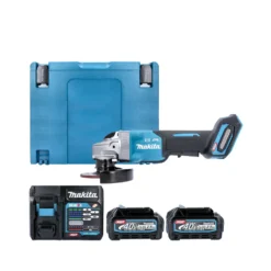 Makita GA012GD201 40Vmax XGT Cordless Brushless 115mm Paddle Switch Angle Grinder With 2 X 2.5Ah Batteries, Charger & Case