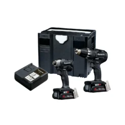 Panasonic PANC241PN 18V Cordless Brushless Combi Drill & Impact Driver Twin Pack With 2 X 3.0Ah Batteries, Charger & Case