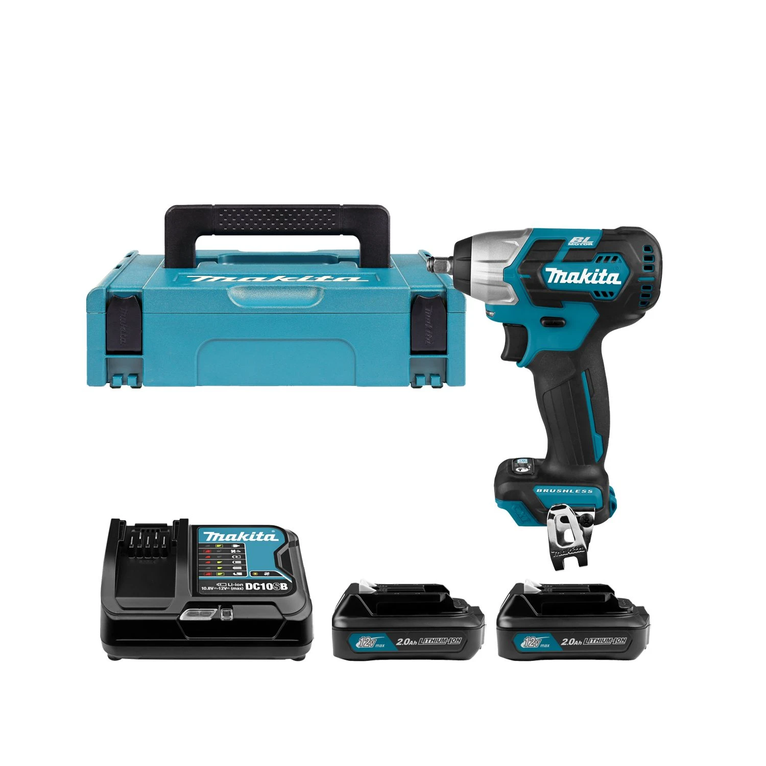 Makita TW160DSAJ 12Vmax CXT Cordless Brushless 3/8" Impact Wrench With 2 X 2.0Ah Batteries, Charger & Case